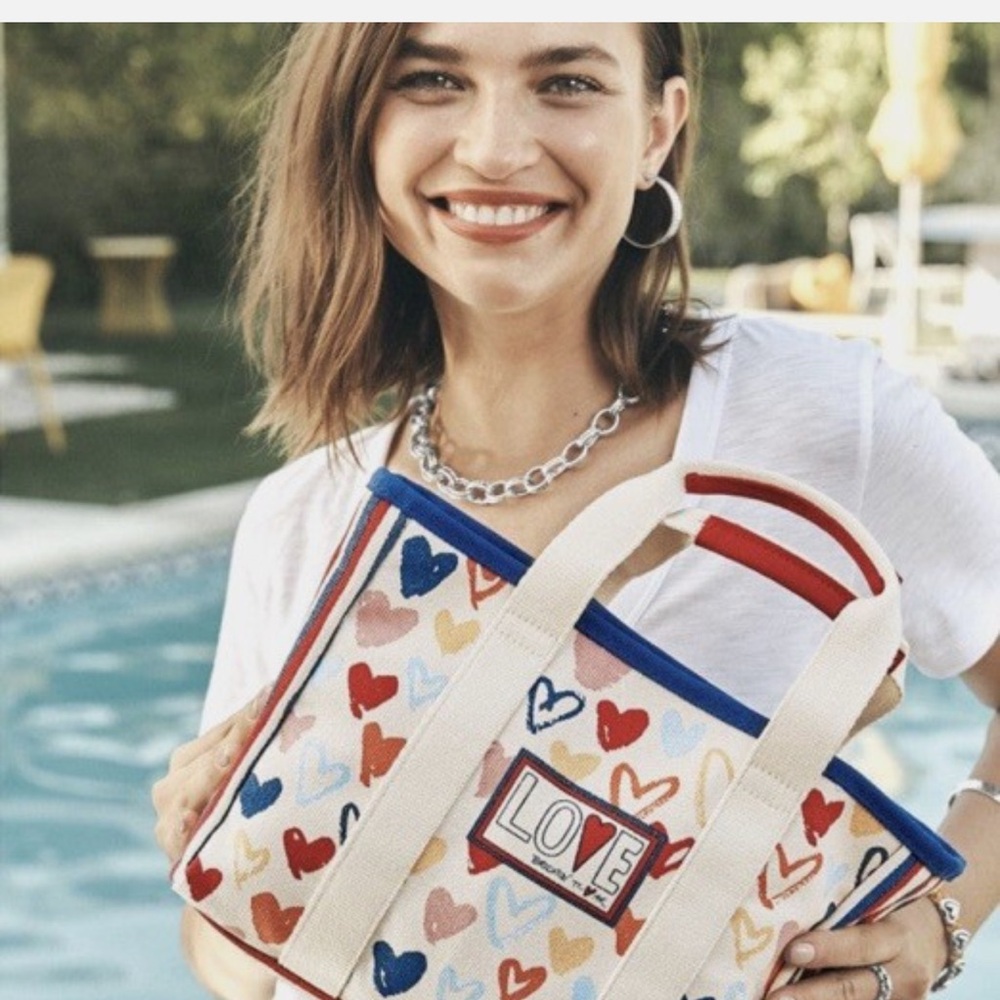 NWOT Brighton Red White And You Cotton canvas Mini Tote Bag